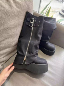 Womens Ankle Boots Thick Bottom Heightening 2025 New over Knee Long Boots Small Size Platform Brown Knight Boots