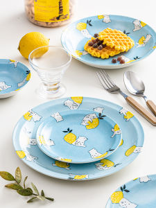 Adorable Lemon Bear Underglaze Plate Cute Childrens Dining Utensils Breakfast Plate High Aesthetic Value Home Use Dish Plate