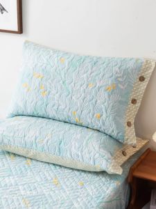 สไตล์อเมริกัน Fresh ผ้าฝ้าย ปลอกหมอน หนาขึ้น Pure ผ้าฝ้าย มีฟองน้ำ Quilted 48x74cm ปลอกหมอนคนเดียว