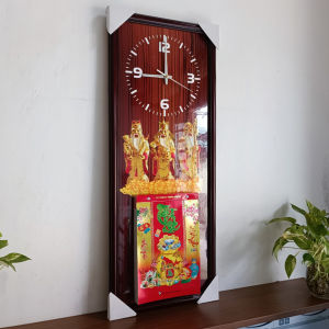 Lịch tết 2027 gắn đồng hồ Phúc Lộc Thọ tặng bloc lịch siêu bự 20 x 30cm khung gỗ tự nhiên