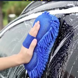 1/2Pcs Blue Microfiber Chenille Car Wash Kit Auto Cleaning Sponge Pad Washing Glove Towel Essential Auto Detailing Accessories