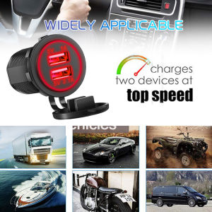 12V 24V Car Charger Socket 3.1A Dual USB Waterproof Digital Display For Car Boat Marine Motorcycle