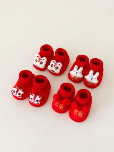 รองเท้าเด็กวัยเตาะแตะ รองเท้าแตะพื้นนุ่ม สีแดง รองเท้าแตะน่ารักสำหรับงานฉลองวันเกิดครึ่งปี รองเท้าแตะลิงก์ รองเท้าแตะลิง รองเท้าเด็ก รองเท้าผ้าฝ้าย รองเท้าเด็ก รองเท้าแตะพื้นนุ่ม