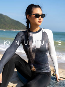 Nu-June | Black Water Stain Long Sleeve Sun-Protective Womens Swimwear