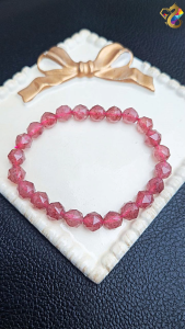 Premium Grade Faceted Strawberry Quartz Bracelet