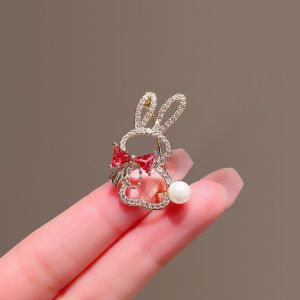 Cute Girls Clothing Collar Accessory New Style Rabbit Brooch Female Personalized Anti-exposure Crystal Collar Pin