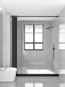 ผ้าม่านกั้นห้องอาบน้ํา พับได้ ผ้าม่านห้องน้ำ ม่านอาบน้ำ ผ้าม่านอาบน้ำ 120x200cm 150x200cm 180x200cm Shower Curtain ไม่ต้องเจาะ ด้วยก้านยืดไสลด์