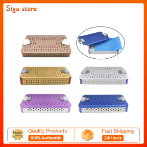 Sterilization Tray Case Single Layer Sterilising brown Box with Silicone Pad Aluminium Alloy Health equipment