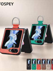 Leather Flip Phone Case with Ring Holder Full Cover Protection for ZFlip6/7 Foldable Screen Phones Womens Style Z3 Goddess Design