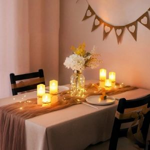 โคมไฟเทียนไขอิเล็กทรอนิกส์ LED โคมไฟชาตกแต่งวันเกิดงานแต่งงานของครอบครัวชาร์จแบตเตอรี่