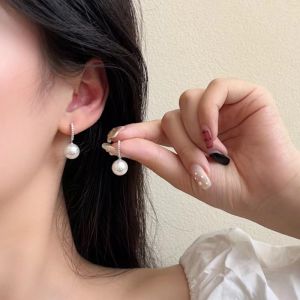 Simple Zircon Earrings Women Korean Fashion Elegant Pearl Earring Accessories Jewelry for Girls