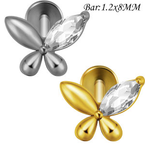 1PC Three/Five Squa/Heart/Trapezoid CZ Arc Larbet LipStud Surgical Steel Internal Thread Cartilage Helix Tragus Earring Piercing