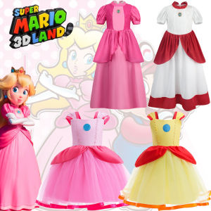 Mario Peach Princess Dress For Kid Girls Mario Costume Birthday Party Dresses Children Day Pink Tutu Dress - Lazada