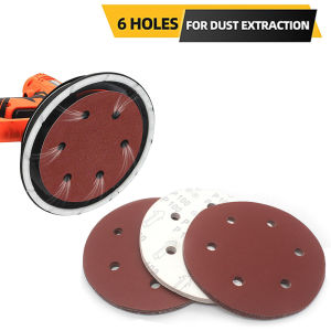 9 Inch 6 Holes 225 MM Wall Sanding Discs 40-2000 Grit Flocking Sandpaper Orbital Sander Hook and Loop Sand Paper Polishing Tools