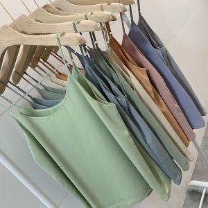 Summer Womens round Neck Chiffon Strap Vest Top Adjustable Shoulder Strap Solid Color Inner And Outer Wear Base Shirt Blouse