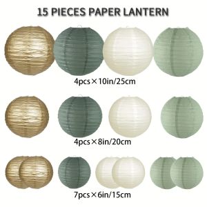 Sage Paper Lantern Wedding Decoration Background Retro Green Lantern Set A Variety of Styles Holiday Props Home Decoration 1 Set