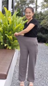 กางเกงขากระบอก ผ้ายืด สาวอวบ มี4ขนาด เอวยืดได้เยอะ