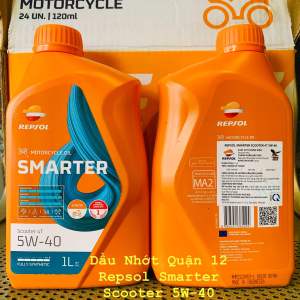 Mẫu Chai Mới - Nhớt Cao Cấp Xe Tay Ga Repsol SMARTER Scooter 4T 5W-40 Fully Synthetic 1 Lit - Made in Indonesia