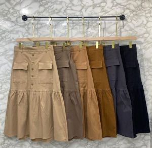 Rok duyung kargo panjang wanita formal dewasa korean style flare skirt Nyaman Tebal Elegant regular