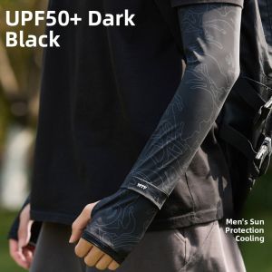 MiiOW | Mens Ice Silk Sun Protection Sleeve Covers Summer Loose Fit Driving Cycling Arm Protector Long Sleeve Nylon Geometric Pattern