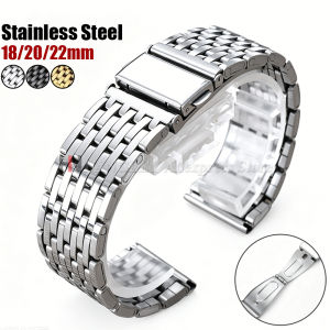 18mm 20mm 22mm Stainless Steel Watch Band Bracelet Folding Buckle for Seiko for Omega Universal Watch Strap Silver Replace Belts