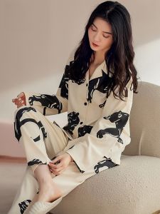 MiiOW | Pure Cotton Sleepwear Womens Spring Autumn Long Sleeve Home Clothes Set Sweet Style Casual Loose Fit Printed Pattern