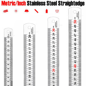 15/20/30/50cm Stainless Steel Ruler Metric Inch Straight Edge Precision Measuring Tool for School Office Engineering Tools