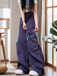 Quick Dry Womens Workwear Trousers Spring Autumn Summer High Waist Outdoor Mountain Climbing Pants Polyester Fiber Wide Leg