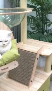 คอนโดแมว 3 ชั้น บ้านแมว มีหลุมอวกาศ คอนโดแมวพร้อมส่ง รุ่นมีเบาะ บ้านแมว และที่ลับเล็บ ใหญ่สำหรับแมว 2-4 ตัว