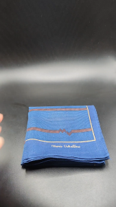 ผ้าเช็ดหน้า ผู้ชาย/ผู้หญิง  Vintage Mario Valentino Blue Pocket Square Handkerchief - Heartbeat Line Design 18.5"