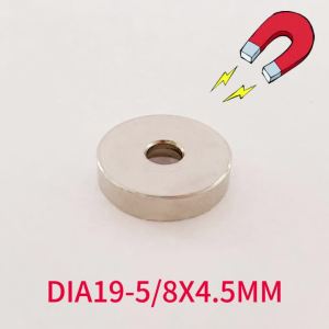 4PCS Mounting Magnetics Neodymium Magnets OD19xID5x4.5mm Rare Earth Magnet with Hole Ring Magnets Salvage Magnetic Mounting Pot