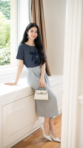 Áo thun thiết kế trẻ trung thời trang chất liệu Thun gân ý cao cấp có độ co giãn nhẹ mềm mịn và thoáng mát AN5L0149 Thời trang Thiều Hoa