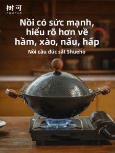 SHUEHO | Coating-Free Cast Iron Wok with Dual Handles
