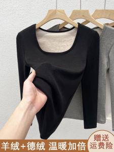 Áo Sơ Mi Lót Lông Cừu Dày Cổ Vuông Cho Nữ Mùa Thu Đông Thường Ngày Dài Tay Cổ Tròn Lót Lông Cừu Dày Áo Khoác Ngoài