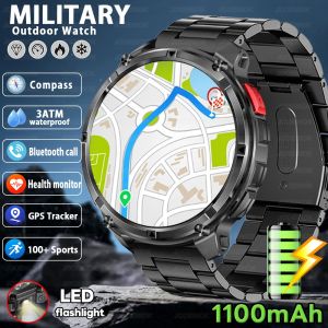 1100mAh Outdoor Smart Watch Men 1.7-inch Large Display GPS Sports 3ATM Waterproof Bluetooth Call Compass Military Smartwatches