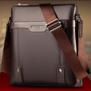 WEIXIER Brand Mens Shoulder Bag Fashion Vintage PU Leather Casual Large Capacity Backpack Messenger Male Crossbody bag Business