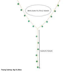 Thép Không Gỉ Màu Xanh Ngọc Hình Chữ Y Tua Rua Dây Xích Dài Vòng Cổ Cho Nữ Thời Trang Hợp Thời Trang Phụ Kiện Trang Sức Quà Tặng Cho Đảng