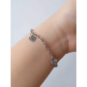 Gelang Tangan Bayi Anak Monel Krincing Baja Putih Stainless Steel Motif Daun Kecil - Lovelybutik