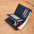 VANNANBA Wallet for Men Leather Genuine  Card Holder with Zipp Coin Pocket Black Blue. 
