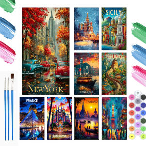 BILIBILI | DIY Oil Painting By Numbers Kit  Tokyo City Scenery Paint By Numbers Diy Numbers Painting Art On Canvas By Numbers