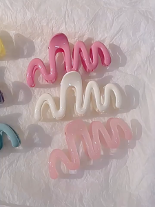 Jepit Rambut Wanita Model Gelombang Warna Pastel Jedai Rambut Kilap Cakar Aksesoris Rambut Lucu