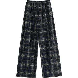 INMAN | Warm Plaid Vintage Fox Fur Velvet Straight Loose Casual Pants