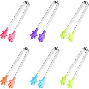 5PCS Mini Tong Hand Shape Silicone Food Tongs 5Inch Kid Tongs for Sugar Cubes Kitchen Tongs Perfect for Kids