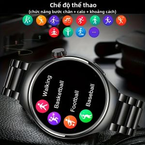 Đồng Hồ Thông Minh Nam Mới 2025 Dòng 4 GT Màn Hình AMOLED Theo Dõi Sức Khỏe Nhịp Tim Gọi Bluetooth Smartwatch Doanh Nhân