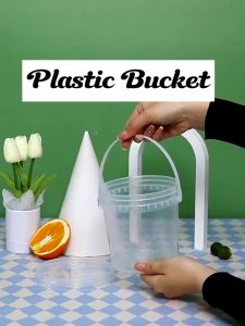 10pcs 1.2L ice bucket Clear Plastic Bucket with Lid Seal Clear Storage Plastic Container Pail Canister Food