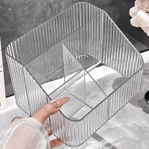 Transparent Makeup Storage Box Cosmetic Brush Organizer Desktop Lipstick Pencil Holder Skin Care Product Holder Rack