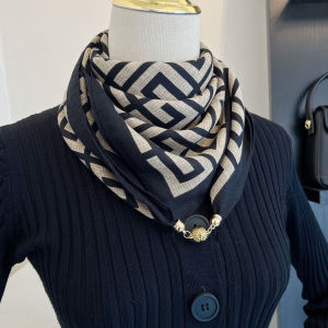 New 2025 Womens Thin Magnetic Clasp Scarf Square Fashionable Neck Protection Triangular Scarf Winter Spring Autumn Versatile