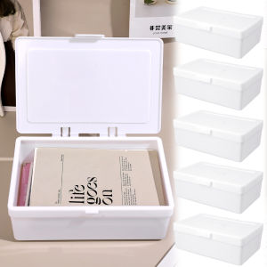 Ins Style White Flip Storage Box Anti-dust Storage Desktop Stationery Organizer Box Multifunctional Small Object Sorting Storage Boxes