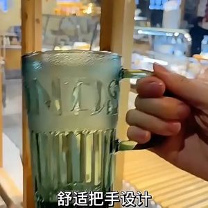 玻璃水杯带盖带吸管咖啡杯欧式复古牛奶杯 | Glass Water Cup with Lid and Straw Coffee Cup European Retro Milk Cup