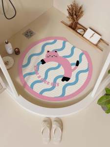 Waterproof round Cartoon Childrens Bathroom Anti-Slip Mat Shower Bathing Area Foot Pad Suction Cup Bathroom Floor Mat